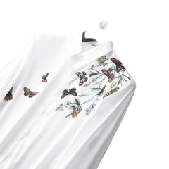 Long Sleeve Butterfly Print Shirt - Shirts