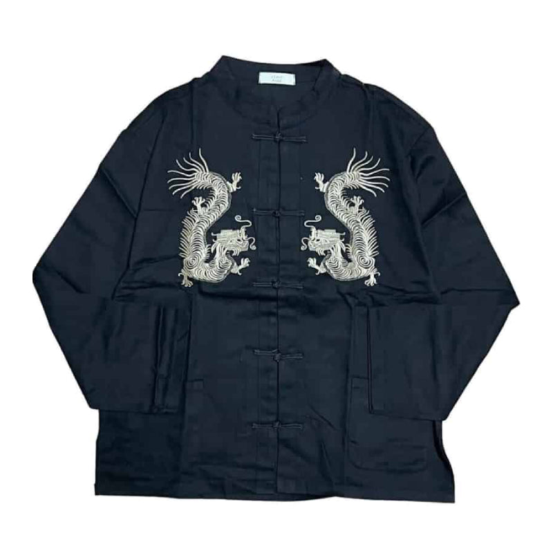 Long Sleeve Buttoned Dragon Embroidered Shirt