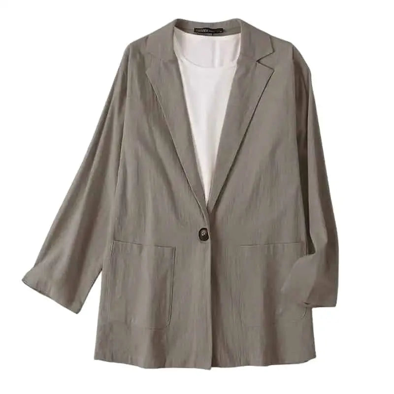 Long Sleeve Cotton Solid Color Pocket Short Blazer