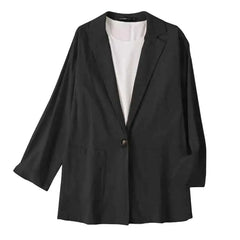 Long Sleeve Cotton Solid Color Short Blazer with Pockets