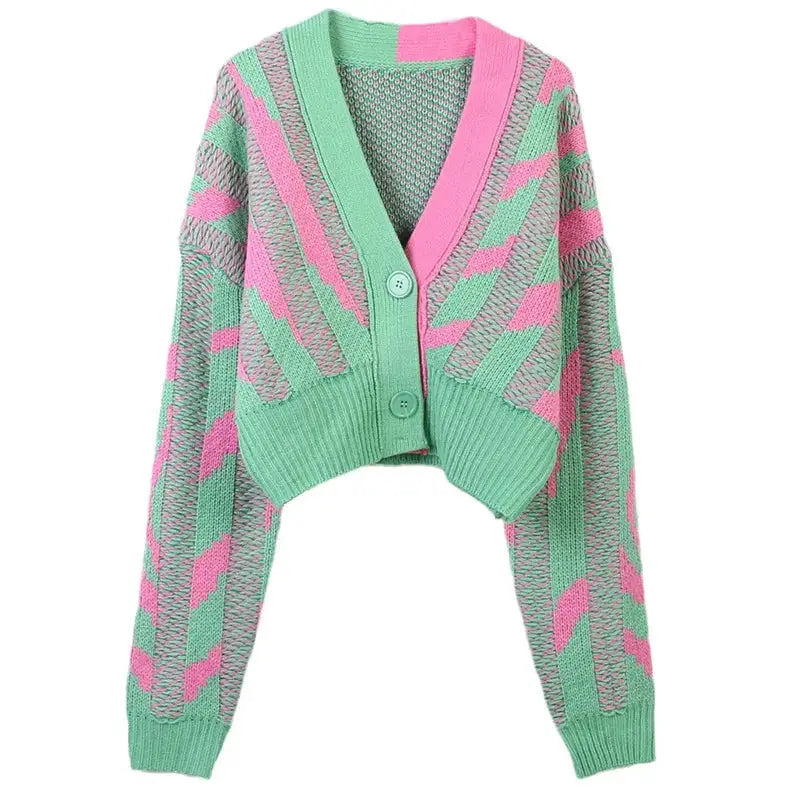 Long Sleeve Knitted V Neck Cardigan Sweater