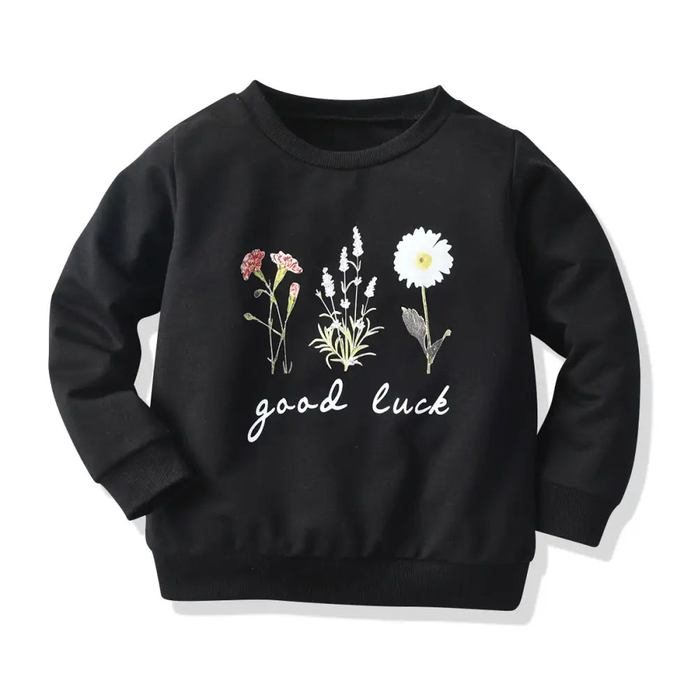 Long Sleeve Luck Vegan Sweatshirt for Women Black / S