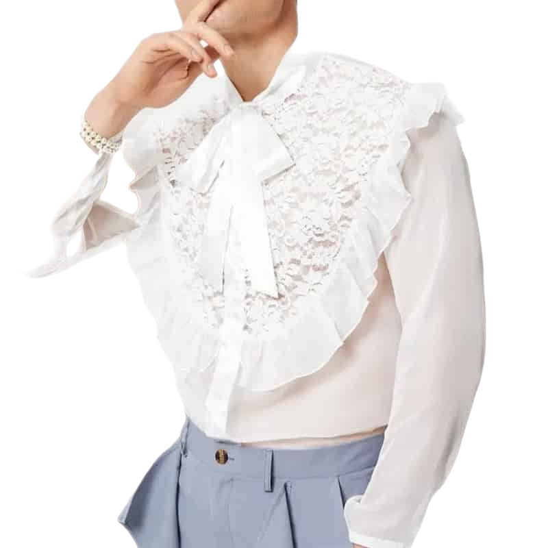 Long Sleeve Shirt With White Bow Superior Fabric