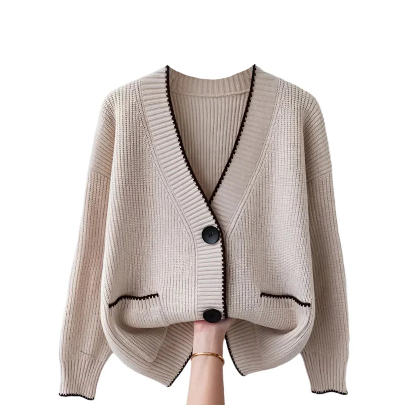 Long Sleeve V Neck Button Up Single Breasted Cardigan