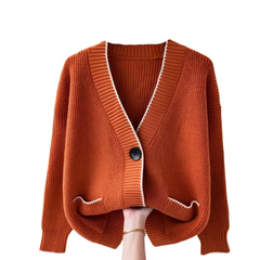 Long Sleeve V Neck Button Up Single Breasted Cardigan