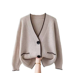 Long Sleeve V Neck Button Up Single Breasted Cardigan