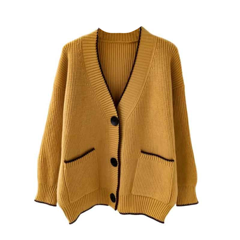 Long Sleeve V Neck Button Up Single Breasted Cardigan