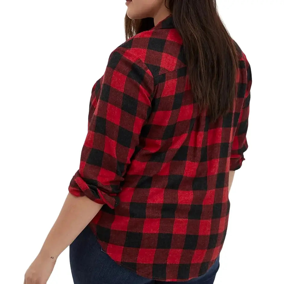 Long-Sleeved Plaid Loose Casual Shirt