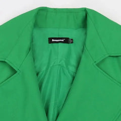 Long Sleeves Emerald Green Belted Trench Coat