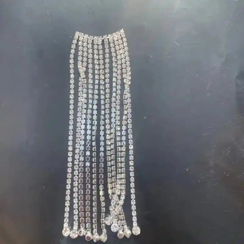 Long Tassel Chain and Diamonds Crystal Face Accessories