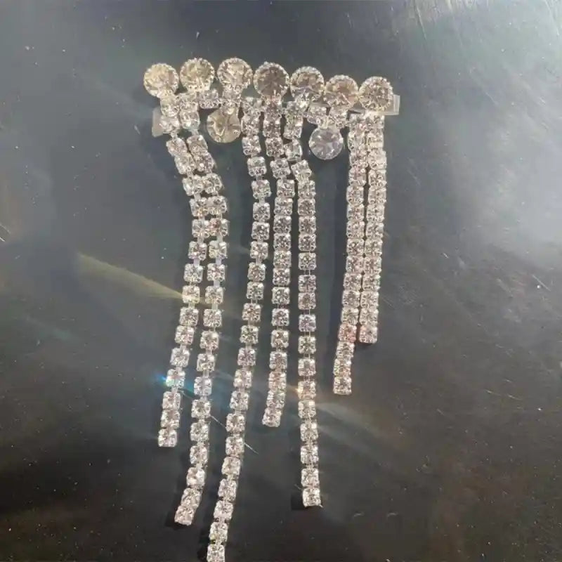 Long Tassel Chain and Diamonds Crystal Face Accessories