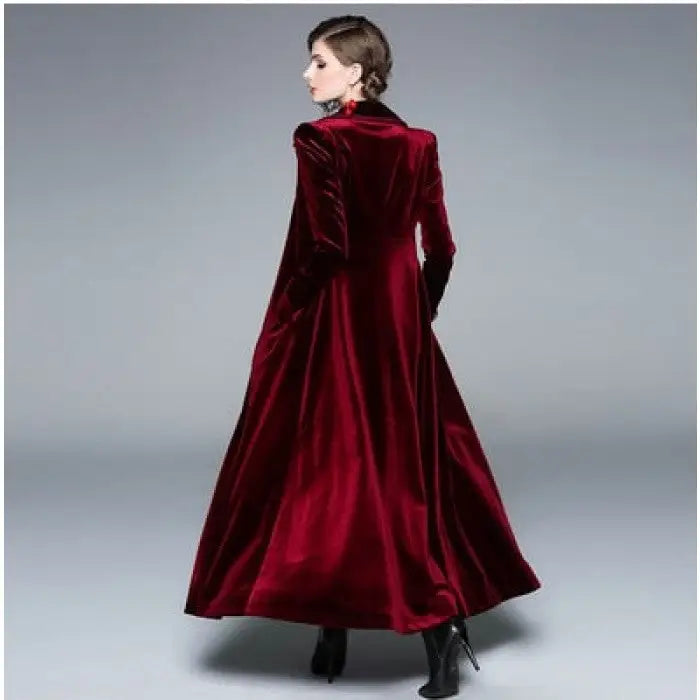 Long Velvet Warm Trench Coat for Cold Weather
