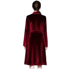 Long Velvet Warm Trench Coat for Cold Weather