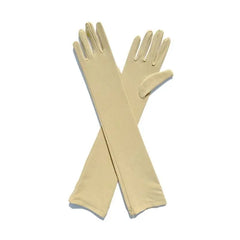 Long Warm Soft Gloves Elbow Length Acrylic Cotton Beige
