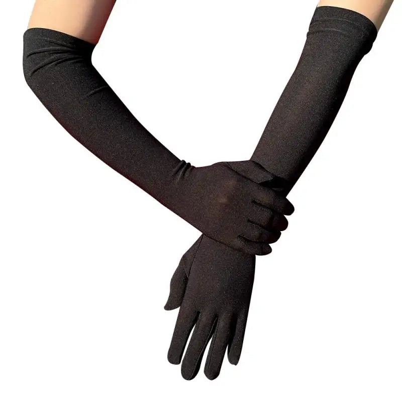 Long Warm Soft Gloves Elbow Length Acrylic Cotton Black