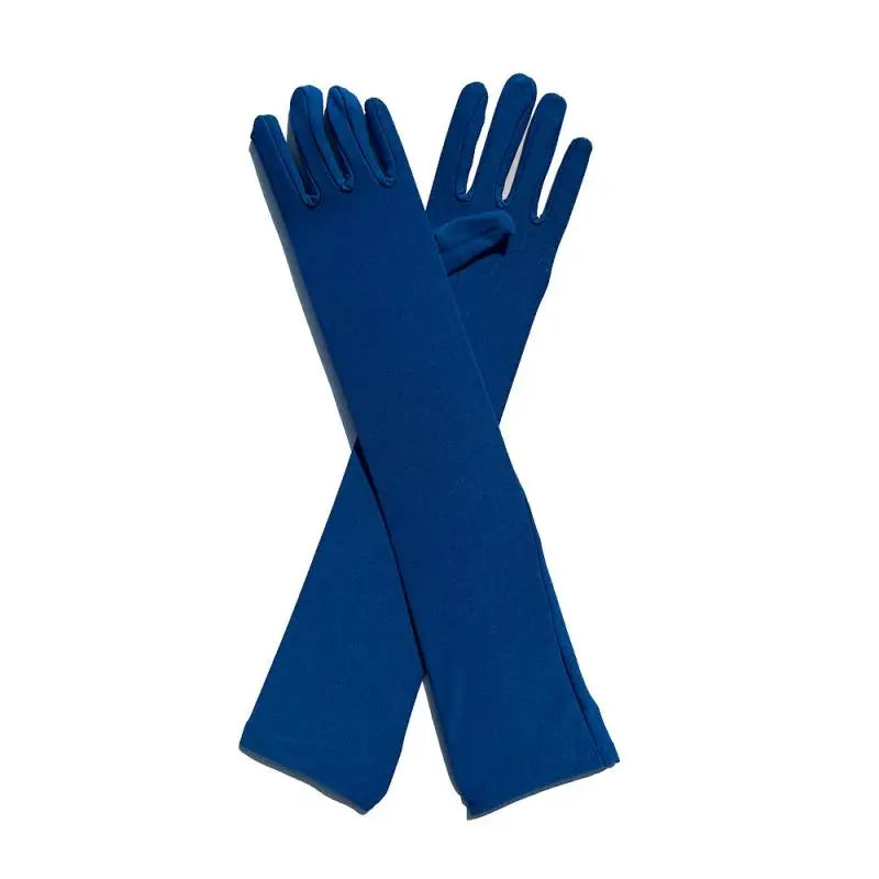 Long Warm Soft Gloves Elbow Length Acrylic Cotton Blue