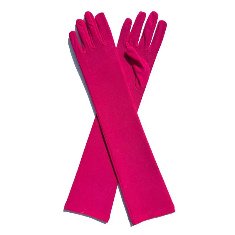 Long Warm Soft Gloves Elbow Length Acrylic Cotton Fuchsia