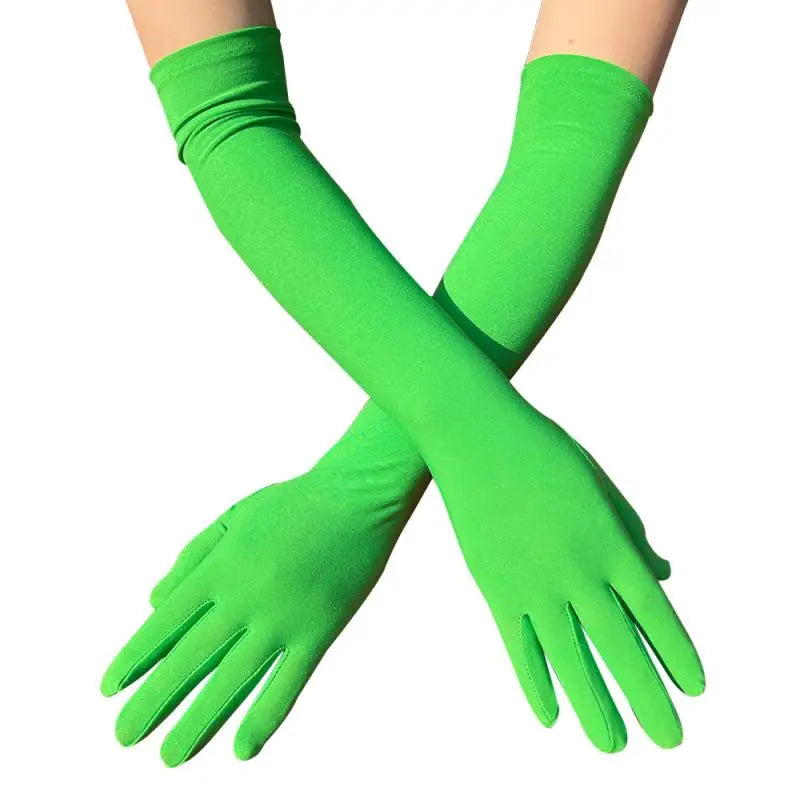 Long Warm Soft Gloves Elbow Length Acrylic Cotton Green
