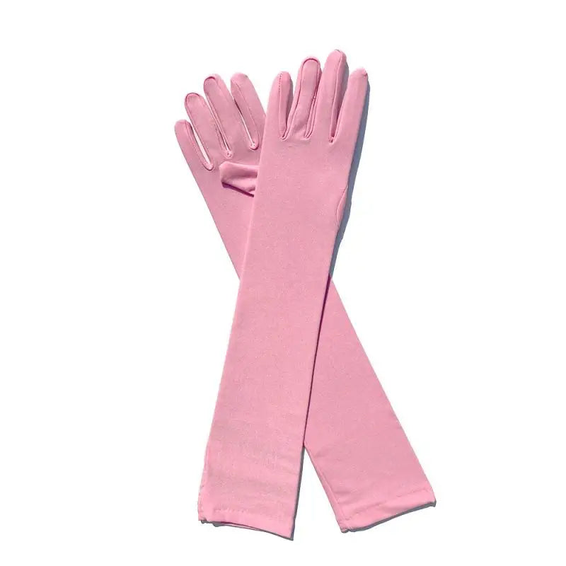 Long Warm Soft Gloves Elbow Length Acrylic Cotton Magenta
