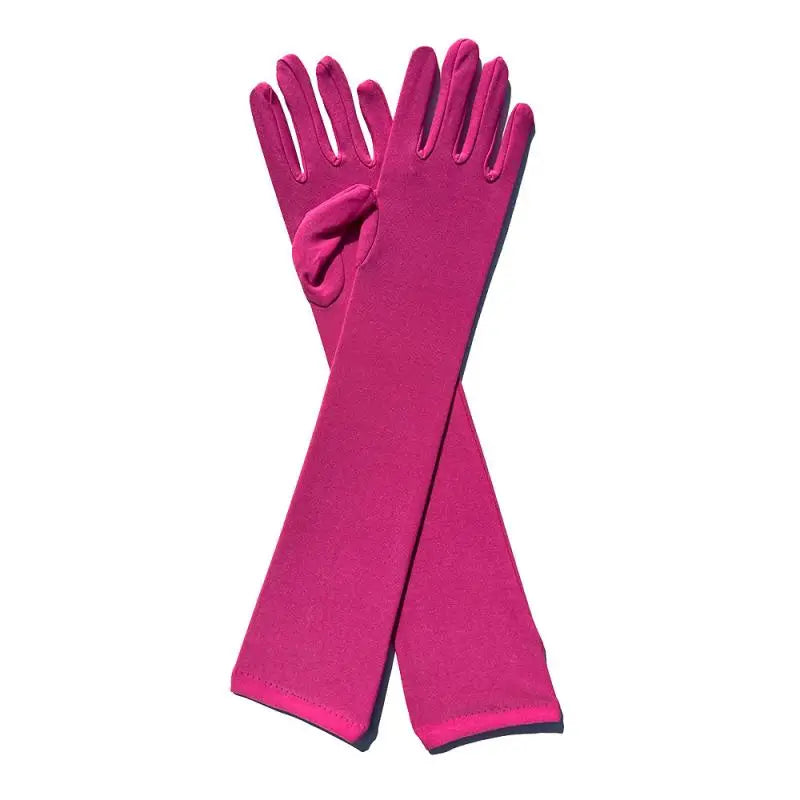 Long Warm Soft Gloves Elbow Length Acrylic Cotton Pink