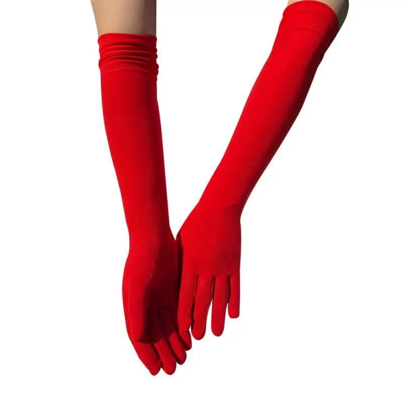 Long Warm Soft Gloves Elbow Length Acrylic Cotton Red