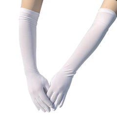 Long Warm Soft Gloves Elbow Length Acrylic Cotton White