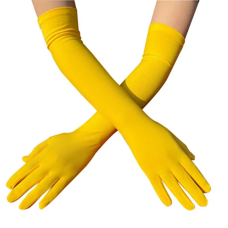 Long Warm Soft Gloves Elbow Length Acrylic Cotton Yellow