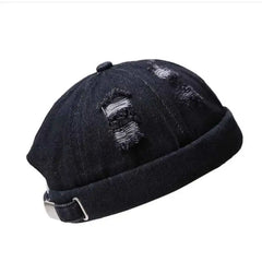 Loop Brimless Rip Beanie Knit Hat Black
