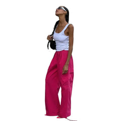 Loose Cargo High Waist Wide Trousers Pants