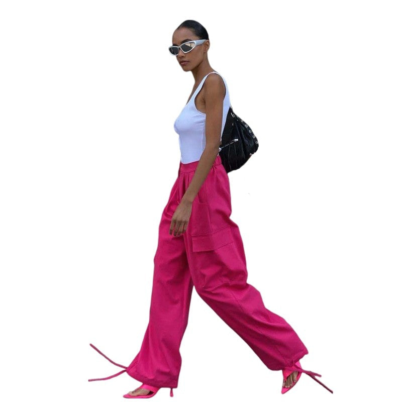 Loose Cargo High Waist Wide Trousers Pants