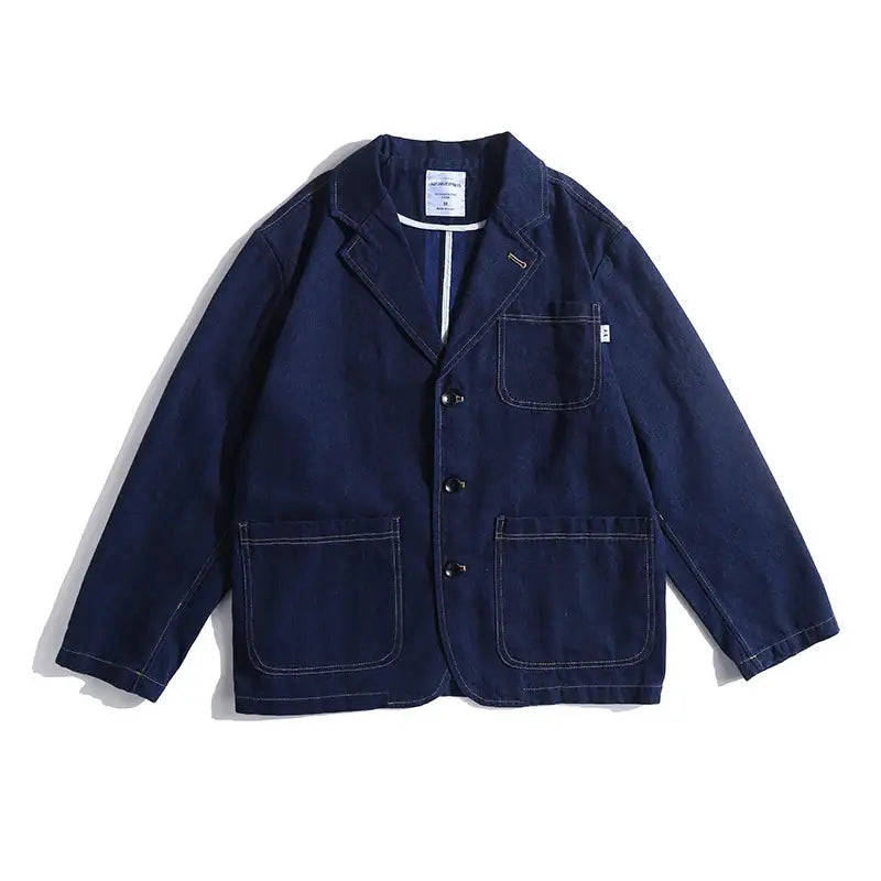 Loose Casual Denim Jeans Blazer - Blue / M