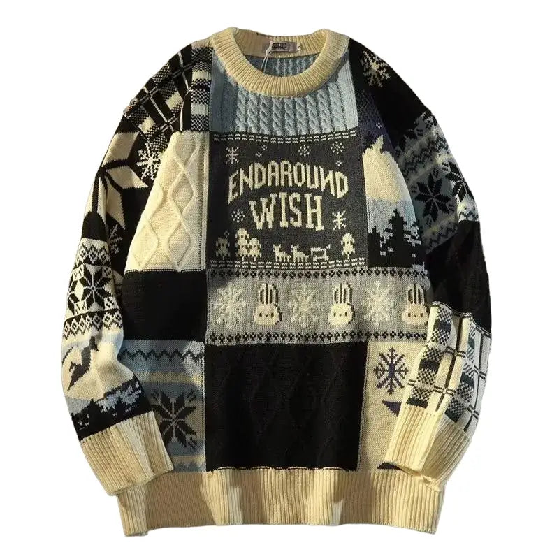 Loose Fit Christmas Sweater - Black Blue / M