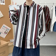 Loose Fit Striped Shirt with Inches Shoulder and Sleeve