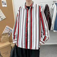 Loose Fit Striped Shirt with Inches Shoulder and Sleeve