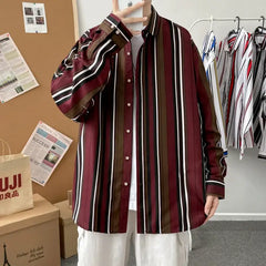 Loose Fit Striped Shirt with Inches Shoulder and Sleeve
