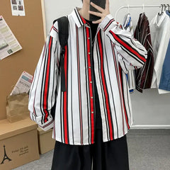 Loose Fit Striped Shirt with Inches Shoulder and Sleeve