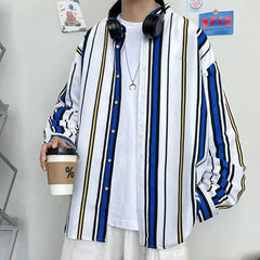 Loose Fit Striped Shirt with Inches Shoulder and Sleeve