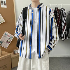Loose Fit Striped Shirt with Inches Shoulder and Sleeve