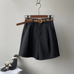 Loose High-Waist Thin Shorts - Black / M