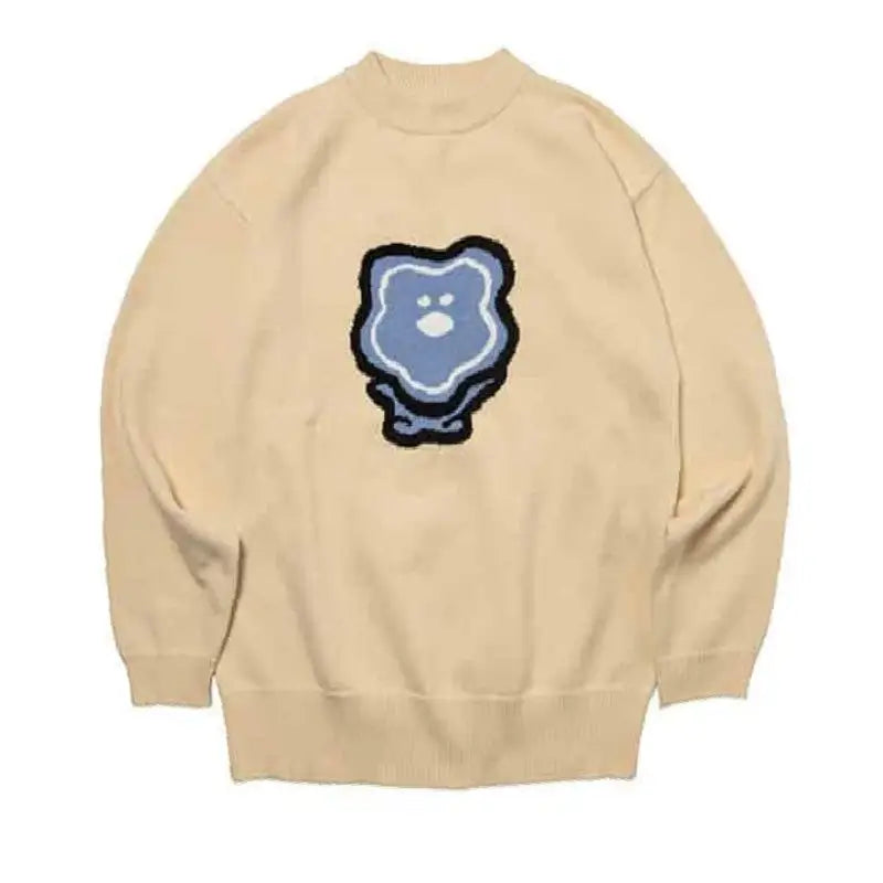 Loose Knitted Bear Sweatshirt for Casual Wear