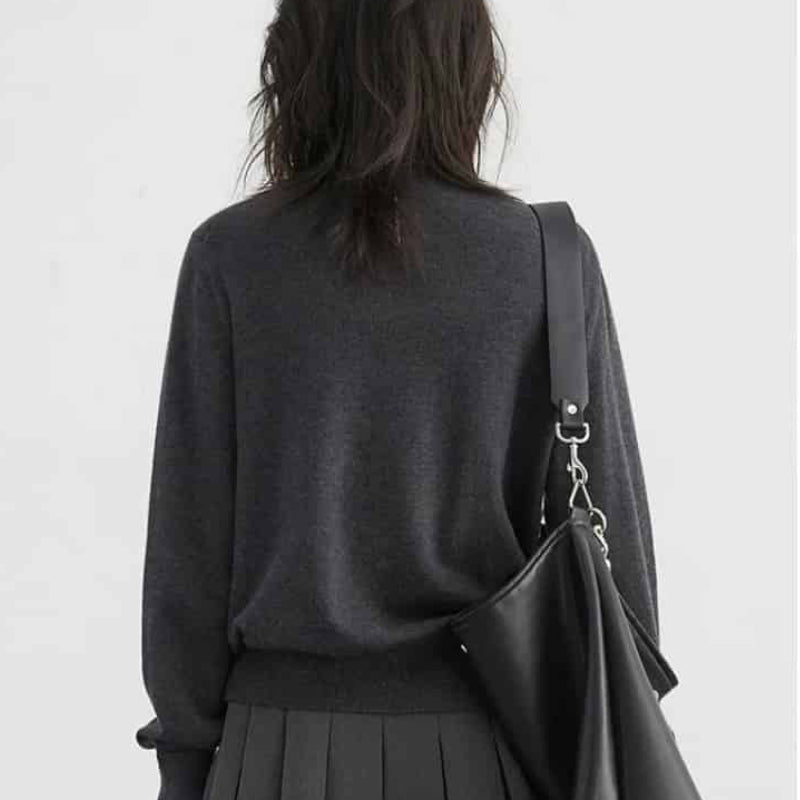 Loose Round Neck Button Up Long Sleeve Cardigan