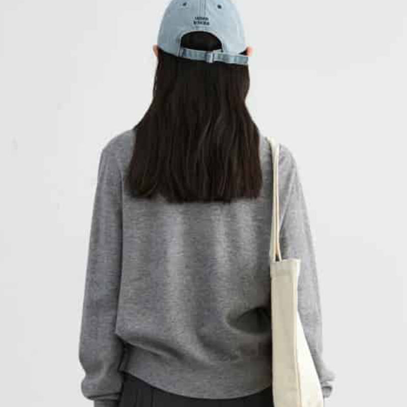 Loose Round Neck Button Up Long Sleeve Cardigan