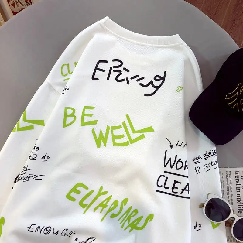 Loose Sweatshirt with Cute Bear Embroidery