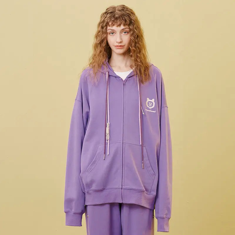 Loose Zipper Jacket - Purple / XS - Jackets