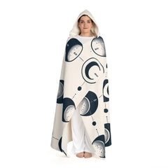 Lorelei Eclipse - Moon Phases Hooded Sherpa Blanket