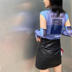 Lost Cat Mesh Sleeve Top for Everyday Wear