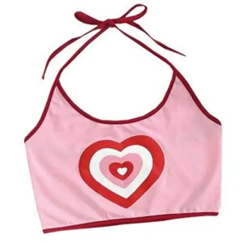 Love Heart Spaghetti Strap Crop Tops