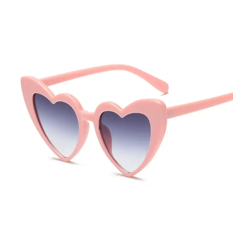 Love Heart Sunglasses - Pink-Gray / One Size
