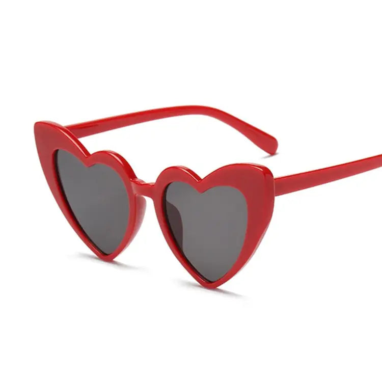 Love Heart Sunglasses - Red-Gray / One Size