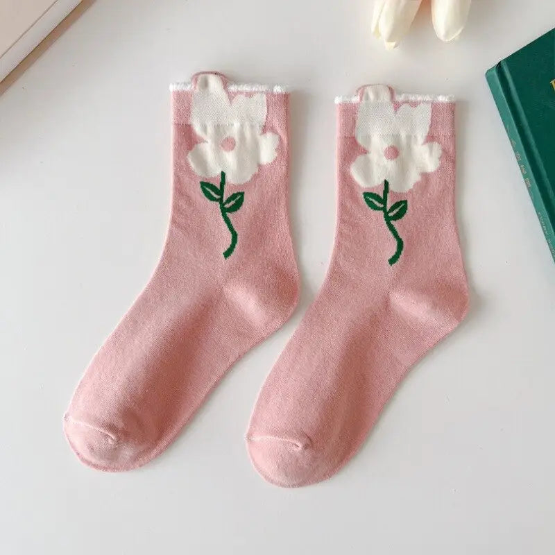 Lovely Tulips Three-Dimensional Flowers Socks